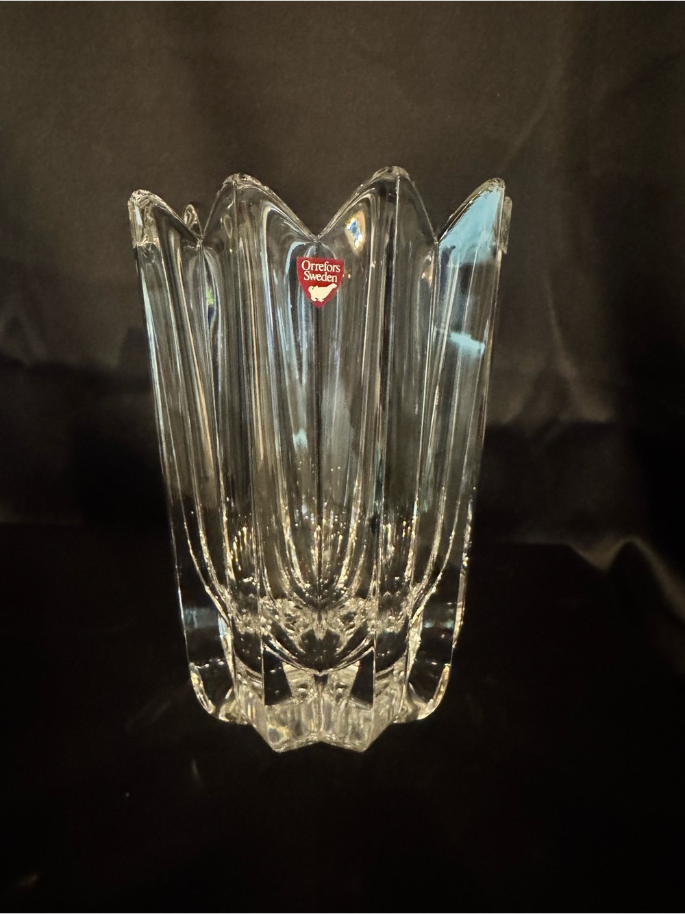 Orrefors Swedish Lead Crystal “Fleur” Glass Vase